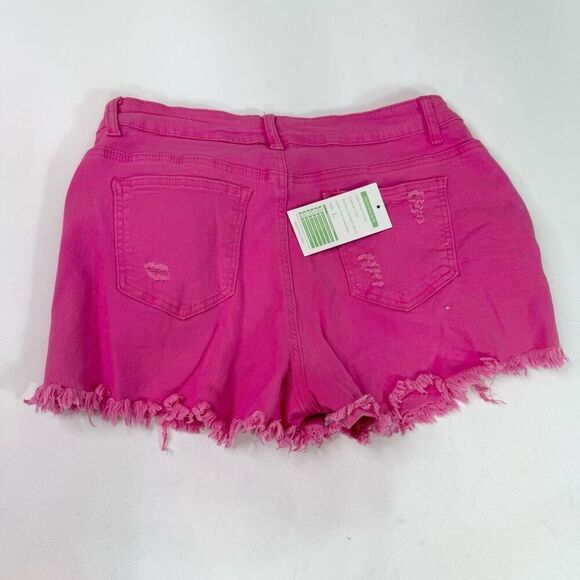 Pink Jean Shorts Womens Large Country Jewel Fringe Cut Off Festival Distressed - Picture 6 of 9